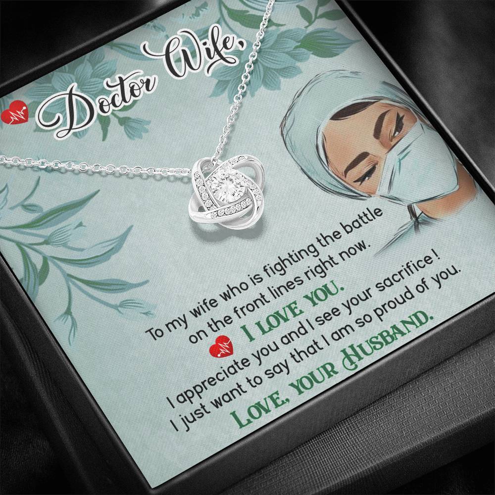 Doctor Wife I'm  So Proud Of You Mother's Day Gift Love Knot Necklace