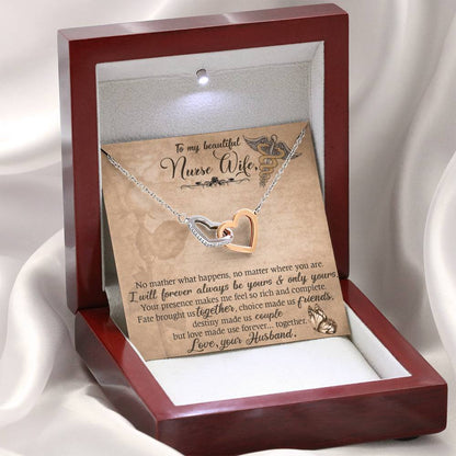 Nurse Wife No Matter What Happens Mother's Day Gift Interlocking Heart Necklace